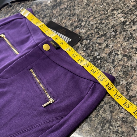 IMAN Purple Skinny Pants with Gold Accents NWT 12 - Picture 8 of 10